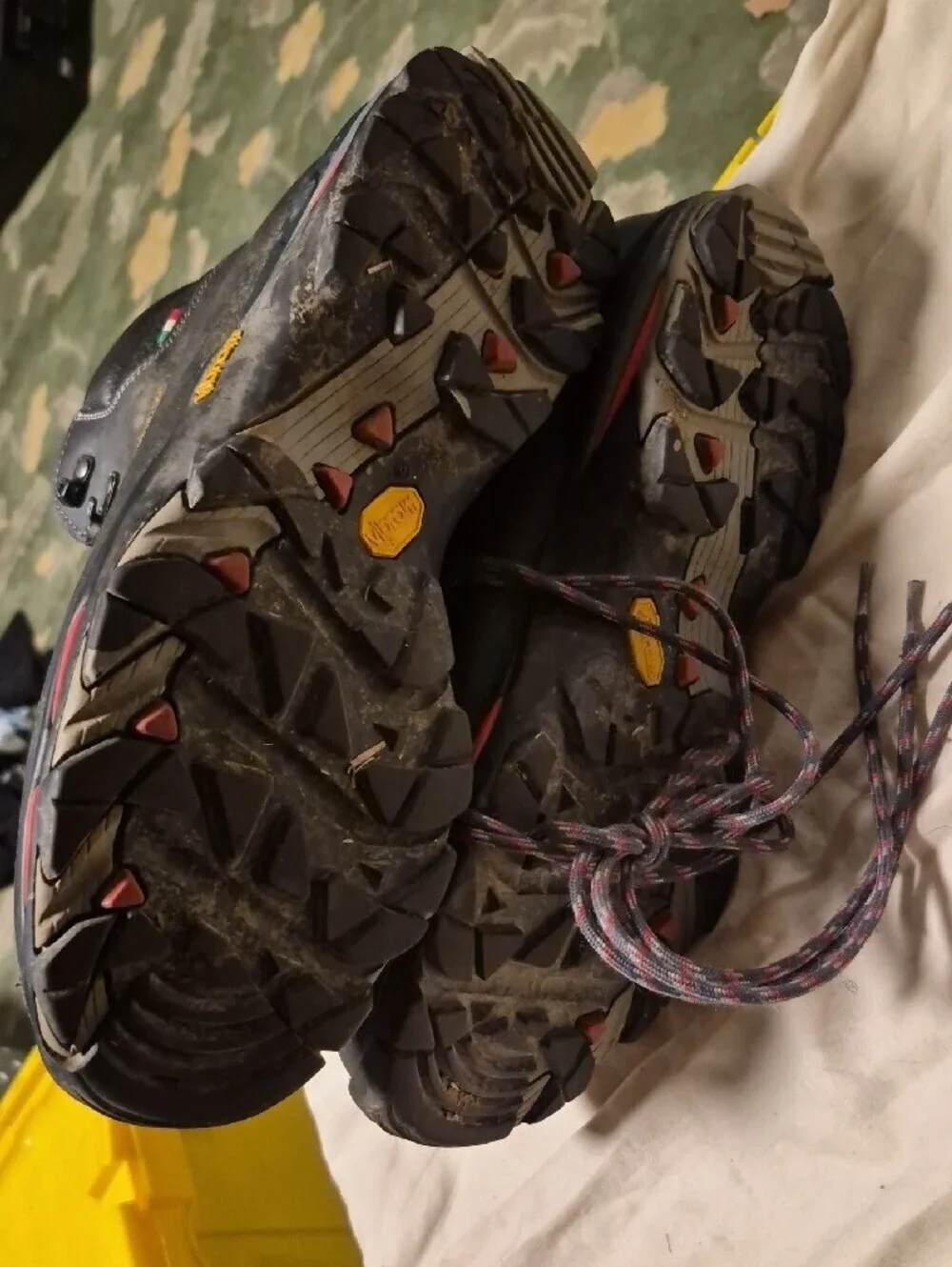 Zamberlan Men's Black Leather Hiking Boots with Red Accents